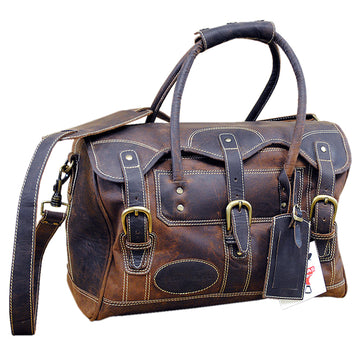 15”W x 10”H x 8”D Leather Duffle Bag 15 Inches